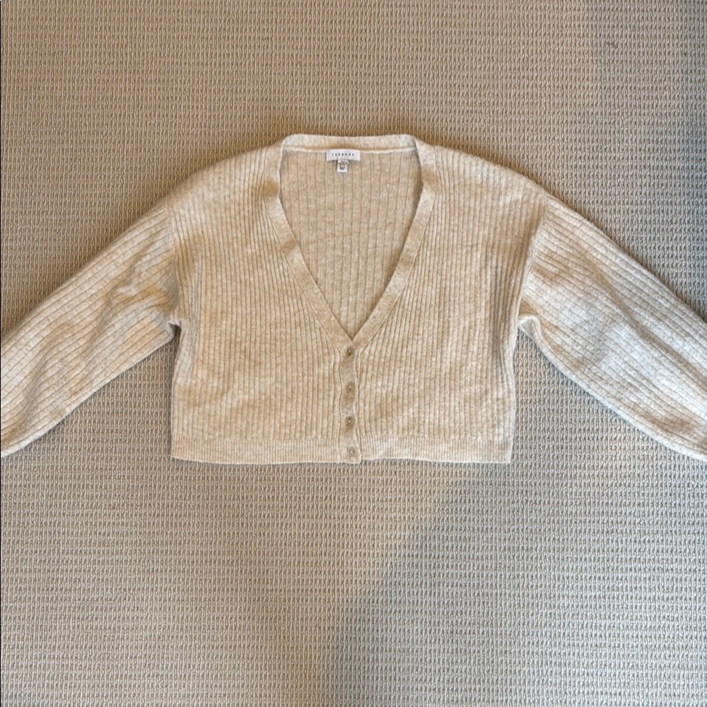 Topshop Cream Ribbed Cardigan